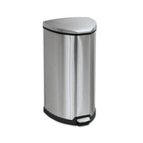 Step-on Waste Receptacle, Triangular, Stainless Steel, 10 Gal, Chrome-black