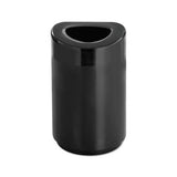 Open Top Round Waste Receptacle, Steel, 30 Gal, Black