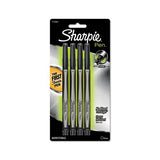Water-resistant Ink Stick Plastic Point Pen, 0.8 Mm, Black Ink, Black-gray Barrel, 4-pack