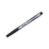 Water-resistant Ink Stick Plastic Point Pen, 0.88 Mm, Blue Ink, Black-gray-blue Barrel, Dozen