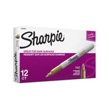 Metallic Fine Point Permanent Markers, Bullet Tip, Gold, Dozen