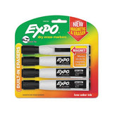 Magnetic Dry Erase Marker, Broad Chisel Tip, Black, 4-pack