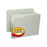 Expanding Recycled Heavy Pressboard Folders, 1-3-cut Tabs, 1" Expansion, Letter Size, Gray-green, 25-box