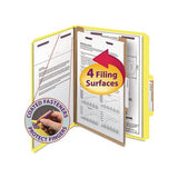Four-section Pressboard Top Tab Classification Folders With Safeshield Fasteners, 1 Divider, Letter Size, Yellow, 10-box