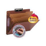 Pressboard Classification Folders With Safeshield Coated Fasteners, 1-3-cut, 2 Dividers, Letter Size, Red, 10-box