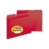Expanding Recycled Heavy Pressboard Folders, 1-3-cut Tabs, 1" Expansion, Letter Size, Bright Red, 25-box