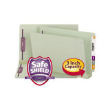 End Tab 3" Expansion Pressboard File Folders With Two Safeshield Coated Fasteners, Straight Tab, Legal, Gray-green, 25-box