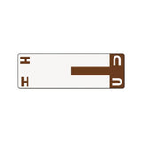 Alphaz Color-coded First Letter Combo Alpha Labels, H-u, 1.16 X 3.63, Dark Brown-white, 5-sheet, 20 Sheets-pack
