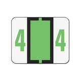 Numerical End Tab File Folder Labels, 4, 1 X 1.25, White, 500-roll