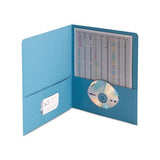 Two-pocket Folder, Embossed Leather Grain Paper, Blue, 25-box