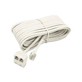 Telephone Extension Cord, Plug-dual Jack, 25 Ft., Almond