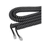 Coiled Phone Cord, Plug-plug, 25 Ft., Black
