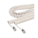 Coiled Phone Cord, Plug-plug, 12 Ft., Ivory