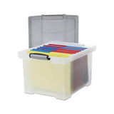Portable File Tote With Locking Handles, Letter-legal Files, 18.5" X 14.25" X 10.88", Clear-silver