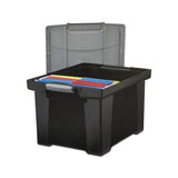 Portable File Tote With Locking Handles, Letter-legal Files, 18.5" X 14.25" X 10.88", Black-silver
