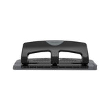 20-sheet Smarttouch Three-hole Punch, 9-32" Holes, Black-gray