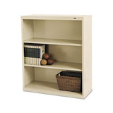 Metal Bookcase, Three-shelf, 34-1-2w X 13-1-2d X 40h, Putty
