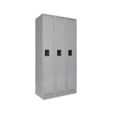 Single Tier Locker, Three Units, 36w X 18d X 72h, Medium Gray