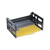 Recycled Plastic Side Load Desk Trays, 2 Sections, Letter Size Files, 13" X 9" X 2.75", Black