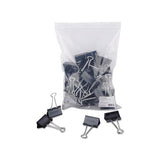 Binder Clips In Zip-seal Bag, Large, Black-silver, 36-pack