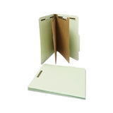 Six--section Pressboard Classification Folders, 2 Dividers, Letter Size, Gray-green, 10-box