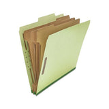 Eight-section Pressboard Classification Folders, 3 Dividers, Letter Size, Green, 10-box