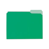 Interior File Folders, 1-3-cut Tabs, Letter Size, Green, 100-box