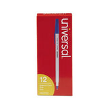 Stick Ballpoint Pen, Fine 0.7mm, Blue Ink, Gray Barrel, Dozen