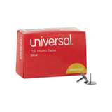 Thumb Tacks, Steel, Silver, 5-16", 100-box