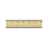 Flat Wood Ruler W-double Metal Edge, 12", Clear Lacquer Finish