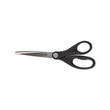 Stainless Steel Office Scissors, Pointed Tip, 7" Long, 3" Cut Length, Black Straight Handle