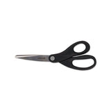 Stainless Steel Office Scissors, 8" Long, 3.75" Cut Length, Black Straight Handle