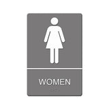 Ada Sign, Women Restroom Symbol W-tactile Graphic, Molded Plastic, 6 X 9, Gray