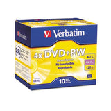 Dvd+rw Discs, 4.7gb, 4x, W-slim Jewel Cases, Pearl, 10-pack