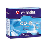 Cd-r Discs, 700mb-80min, 52x, W-slim Jewel Cases, Silver, 10-pack