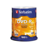Dvd-r Discs, 4.7gb, 16x, Spindle, Silver, 100-pack