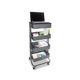 Multi-use Storage Cart-stand-up Workstation, 15.25w X 11.25d X 18.5 To 39h, Gray
