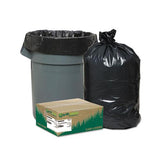 Linear Low Density Recycled Can Liners, 60 Gal, 1.25 Mil, 38" X 58", Black, 100-carton
