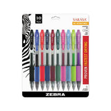 Sarasa Dry Gel X20 Retractable Gel Pen, Medium 0.7mm, Assorted Ink-barrel, 10-pack